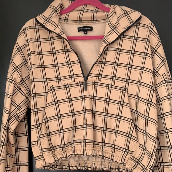 PLT cropped flannel printed quarter zip - Picture 2 of 4